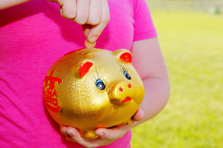 Poppy Thomas-Hill - Flickr: Girl Putting Money Into Piggy Bank