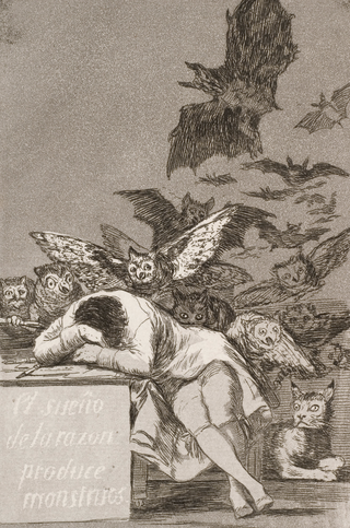  de Goya y Lucientes FJ. The Sleep of Reason Produces Monsters (No. 43), from Los Caprichos. 1799. (Print housed at the Nelson-Atkins Museum of Art). Public domain. Accessed May 26, 2021.