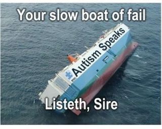 Meme showing sinking Autism Speaks ship
