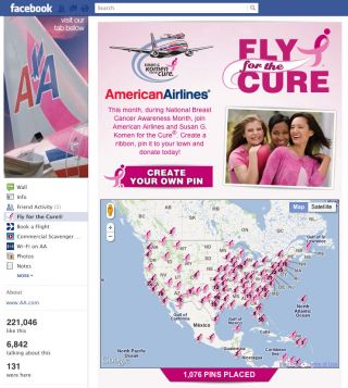American Airlines Fly for the Cure Benefitting Komen Facebook Advertisement