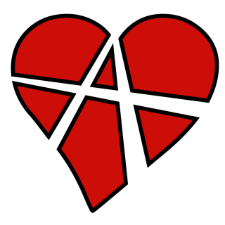  A heart shape with the anarchy symbol