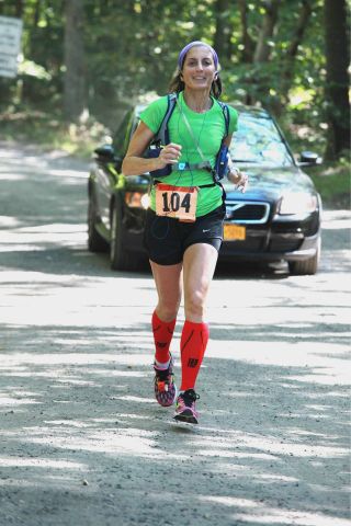 Linda running Hamptons Marathon