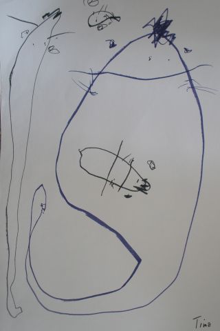 A drawing of whales by two-and-a-half-year-old Timo