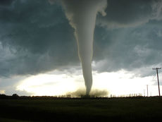 Tornado over plain -- from Manitoba, CA