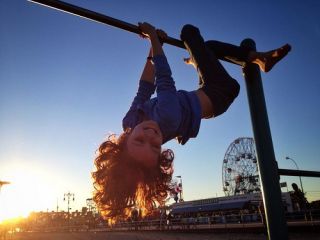 Climbing on Jungle Gym