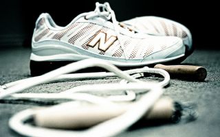 Jump rope and exercise shoes