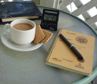 coffee, journal, notebook