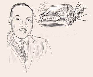 Original drawing by Douglas Kenrick, based on public domain photo of MLK