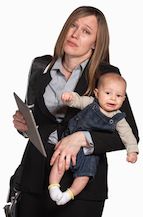 © Creatista | Dreamstime.com - Exhausted Working Mother With Baby Royalty Free