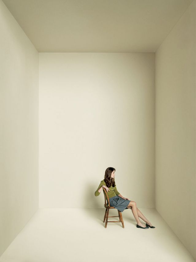 Woman in an empty box