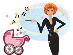 Why does ADHD have to be a curse or gift? Can't it just be a thing? Fairy godmother waves her wand above a baby carriage, gifting the letters ADHD