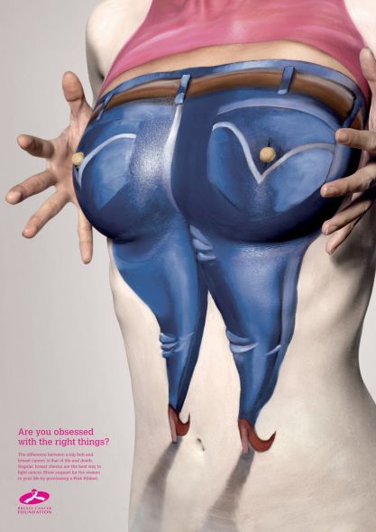 Breast Cancer Foundation series from Singapore featuring painted women's bodies.