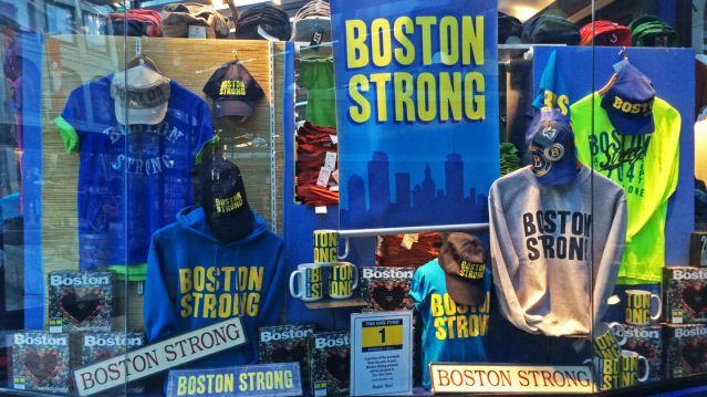 The phrase Boston Strong sprang up after the marathon bombings and is now ubiquitous. NPR Boston Strong Cause Marketing Products