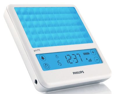 GoLight from Philips. Blue LEDs for activation, in a small-field configuration.