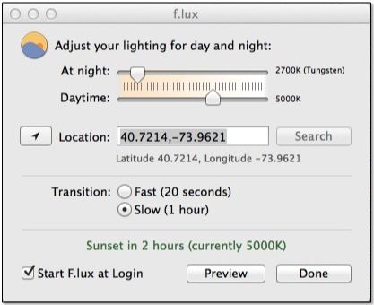 f.lux computer/iPad/iPhone screen controller (free download).