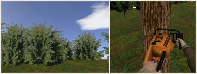 Participants in Ahn's studies cut down a tree in a virtual forest.