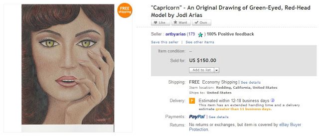 An eBay page of one of Arias' drawings An eBay page of one of Arias' drawings