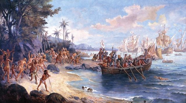 Cabral Romantic depiction of Cabral's first landing on the Island of the True Cross (Br