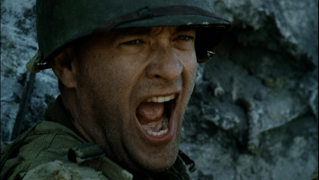 Tom Hanks as Captain Miller in 'Saving Private Ryan' (c. DreamWorks 1998) close-up of Tom Hanks as Captain Miller in Saving Private Ryan