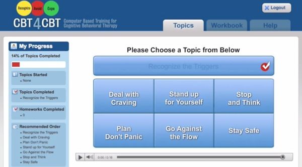 This is a screen grab from the CBT4CBT program demo video. This is a screen grab from the CBT4CBT program demo video.