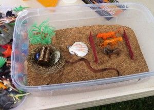 Sand tray by young man