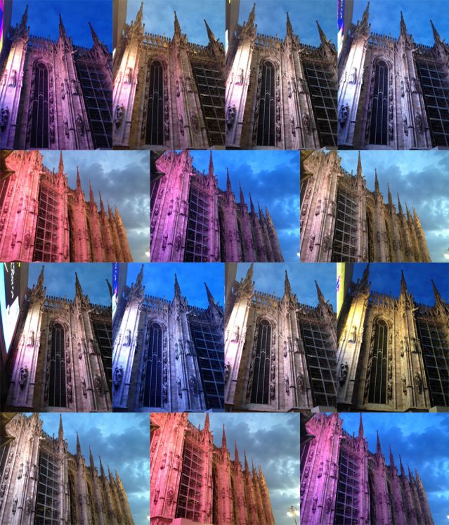 Milan Duomo under electronic billboard lights © 2014 Nalls