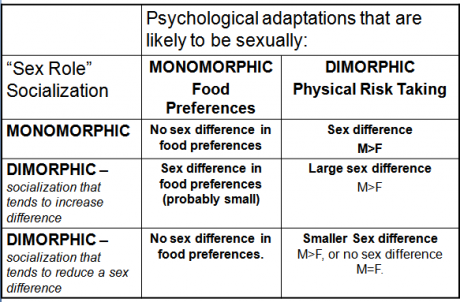 Interactions Between Mono- or Di-morphic Adaptations and Socialization