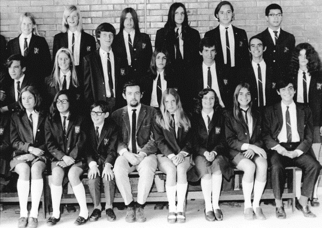 Miki at thirteen (front row, second from left) amidst her tormentors and other classmates.