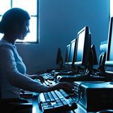 Woman using a computer for therapy