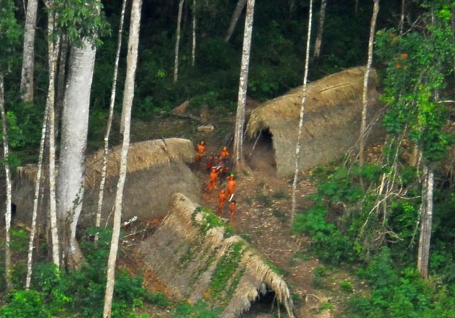 An arial photo of an uncontacted tribe in Brazil. uncontacted tribe photo