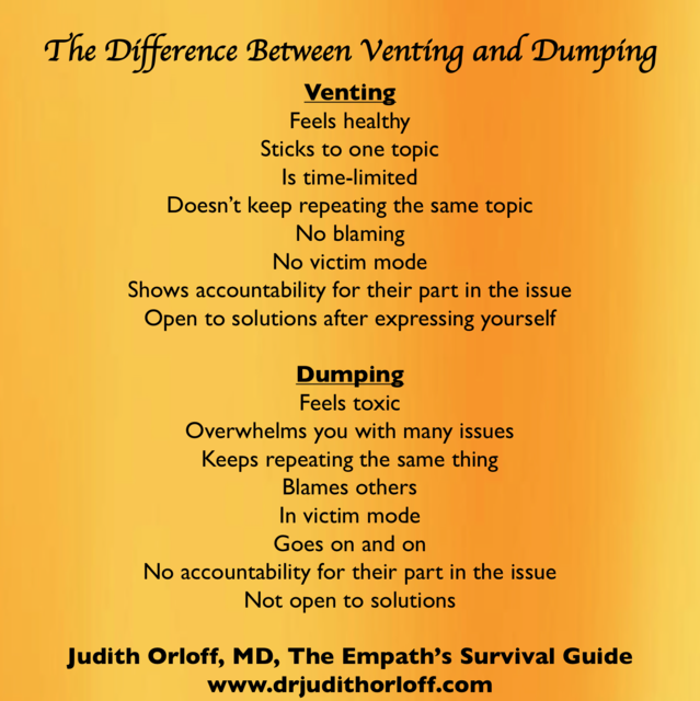 The Difference Between Venting And Dumping Psychology Today