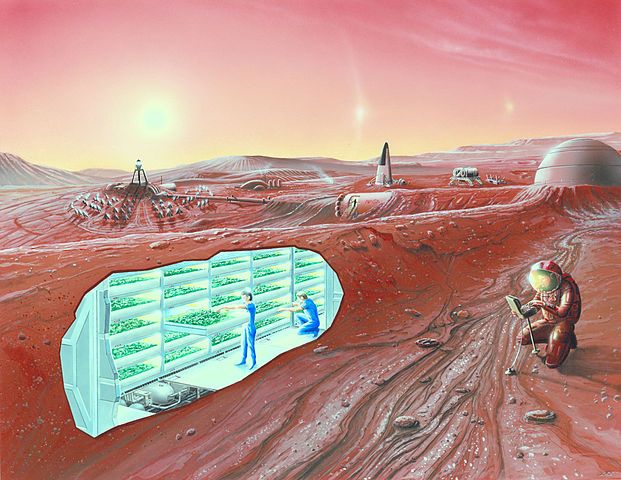 "Concept Mars colony" by NASA Ames Research Center - NASA Ames featured images. Licensed under Public Domain via Wikimedia Commons 