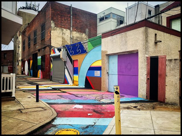 "The Electric Street" by mural artist David Guinn and lighting designer Drew Billiau. Photo by Anjan Chatterjee.