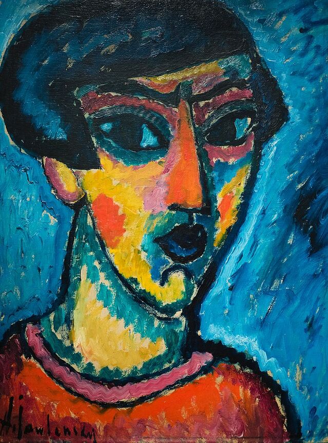 "Kopf in Blau" by Alexej von Jawlensky, from Wikimedia Commons.