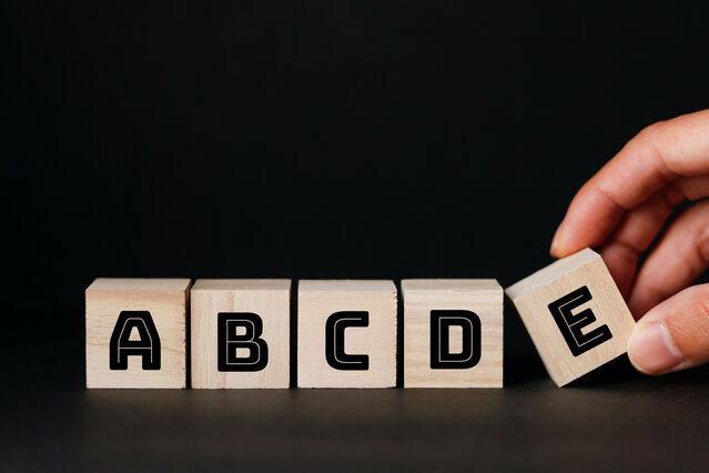 ABCDE by beeboys on Shutterstock