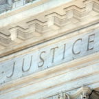"Justice" carved on the US Supreme Court building