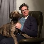 Hannah Gadsby with her show's namesake, her dog, Douglas.