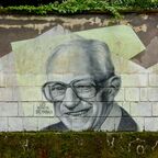 Leo Sternbach’s fame spread back to his hometown in Opatija, Croatia, where this graffiti picture of him appeared in 2019.